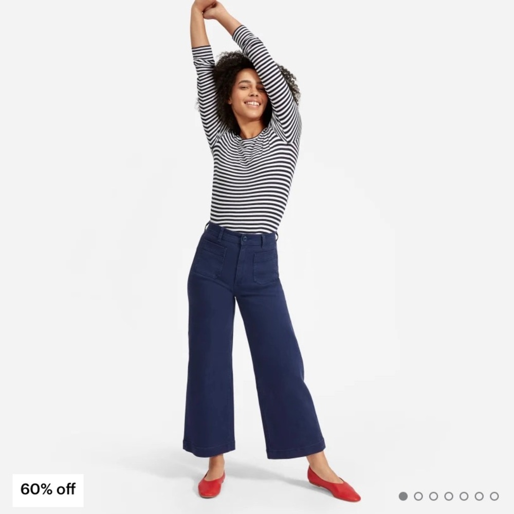 Everlane Navy Patch Pocket Wide Leg Crop Pants